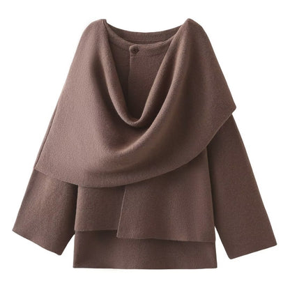 Poncho Femme Décontracté Ample en Maille